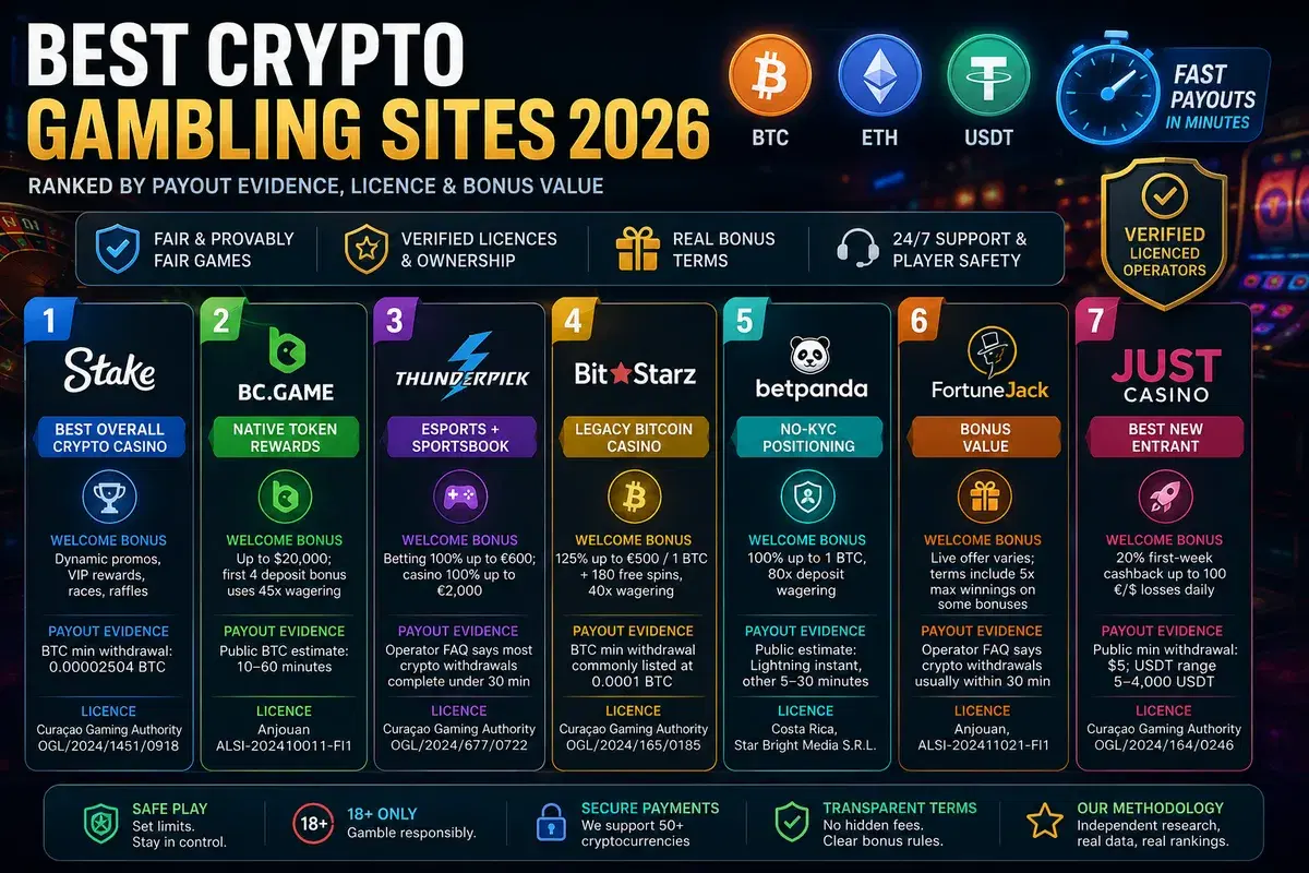 Best Crypto Gambling Sites of May 2026: We Audited 7 Sites With Real BTC Cashier Criteria