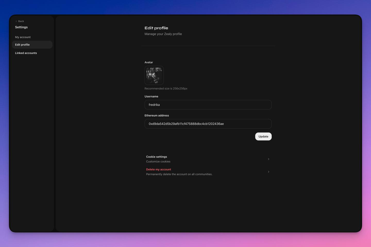 Account settings