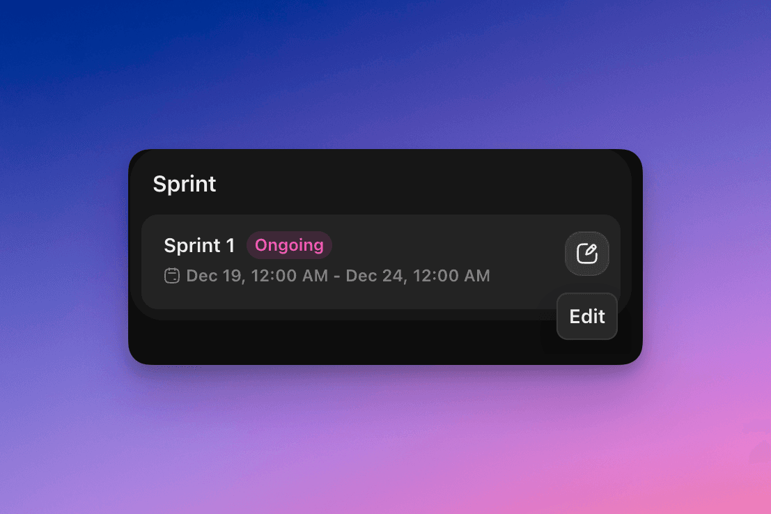Edit sprint