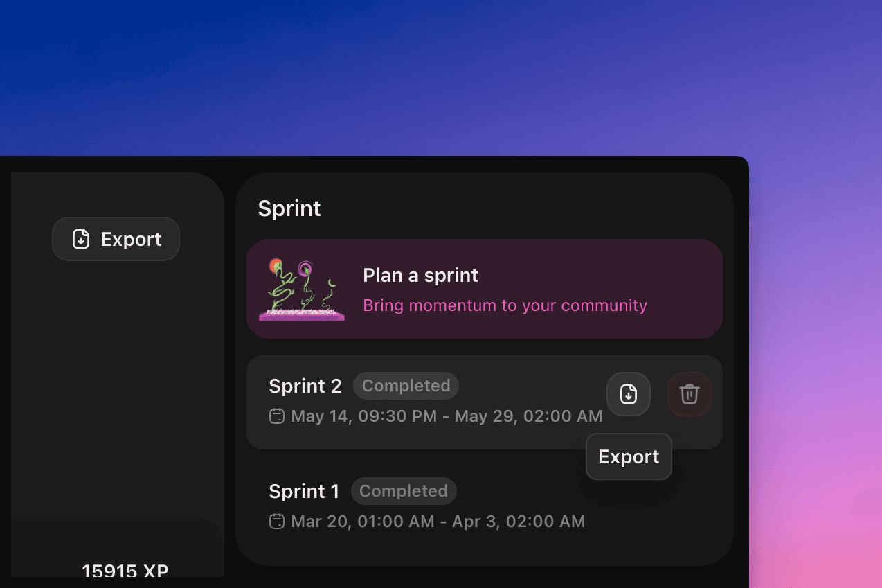 Leaderboard export
